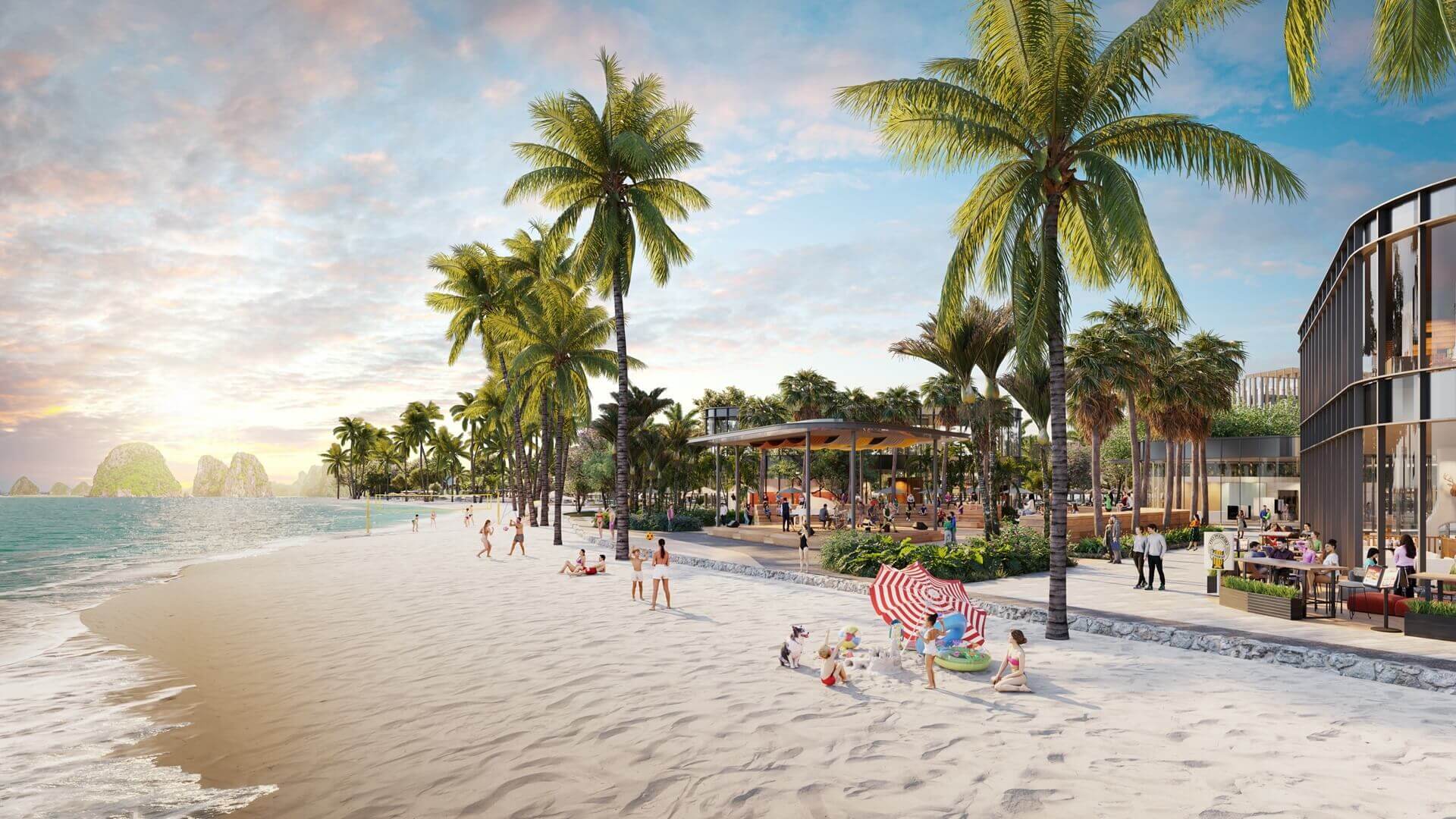 bãi biển tại dự án aria bay hạ long