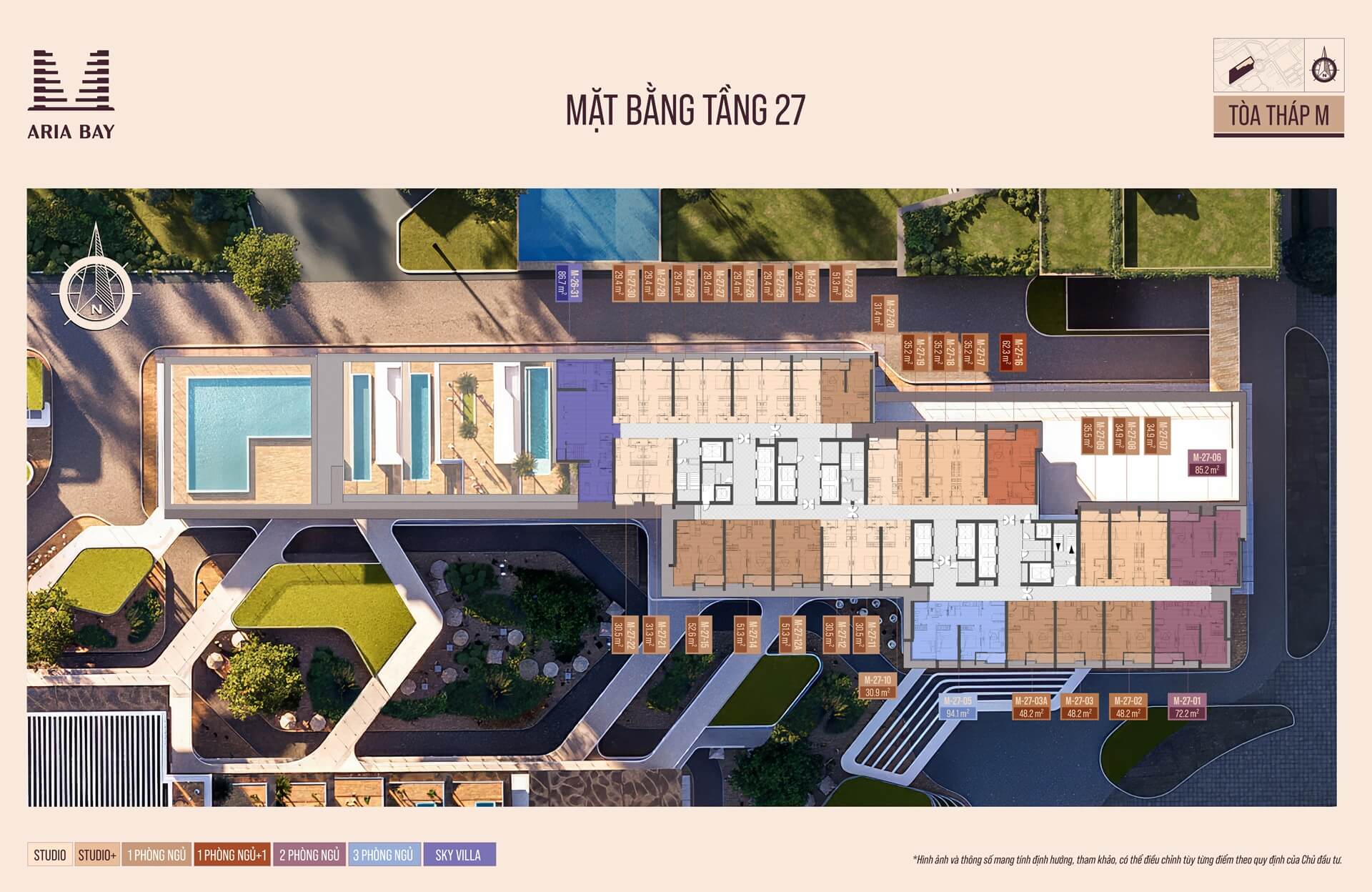 Mặt bằng tầng 27 tòa M dự án Aria Bay Hạ Long