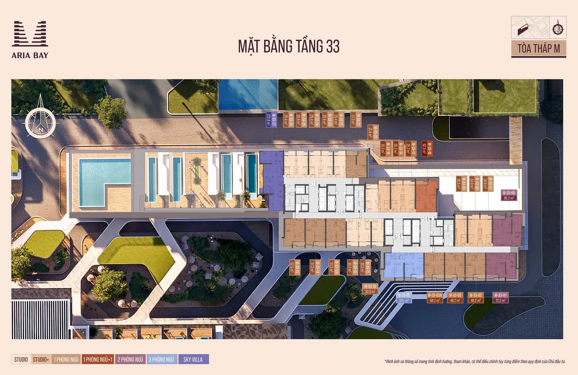 Mặt bằng tầng 33 tòa M dự án Aria Bay Hạ Long