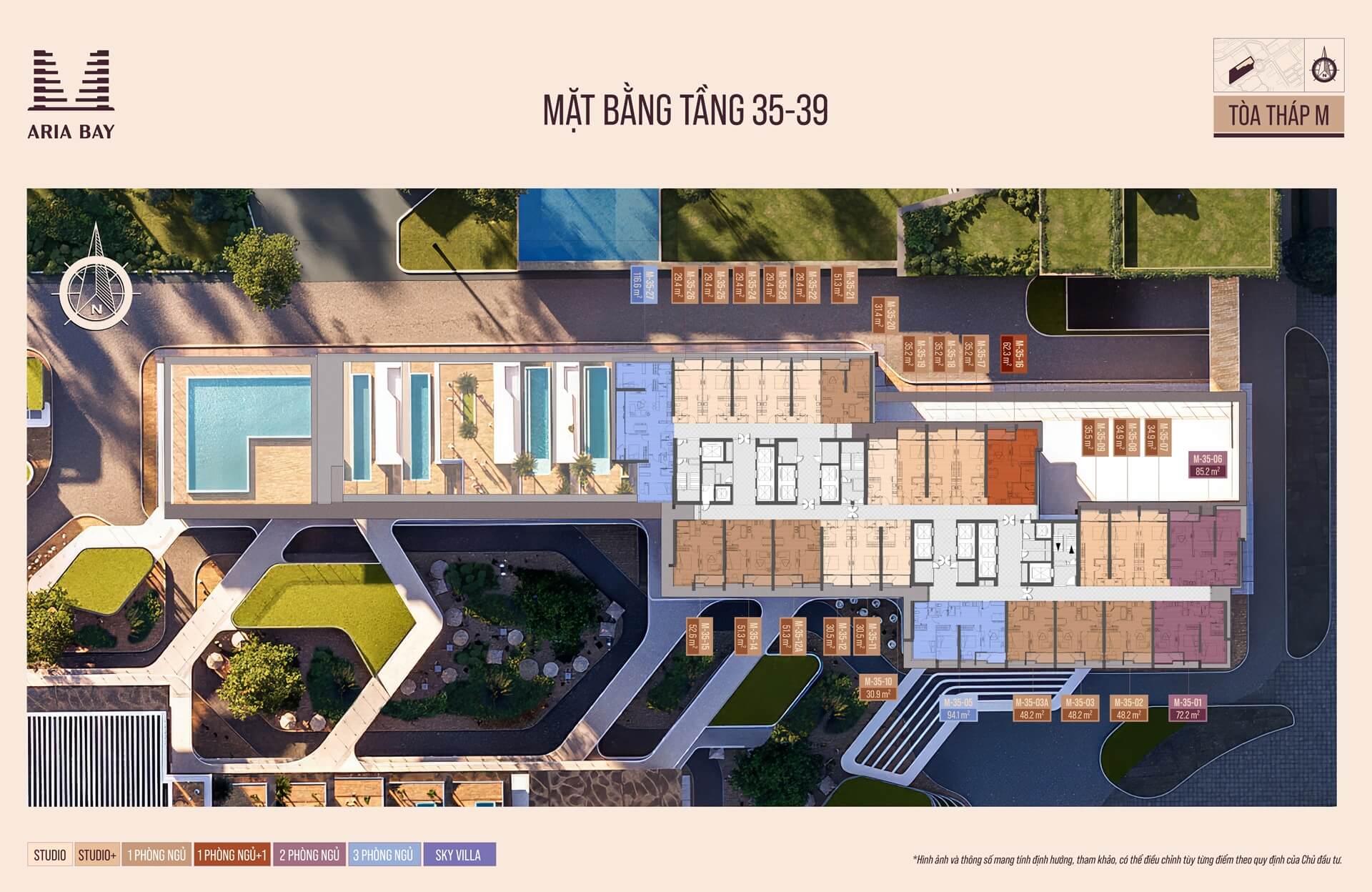 Mặt bằng tầng 35-39 tòa M dự án Aria Bay Hạ Long