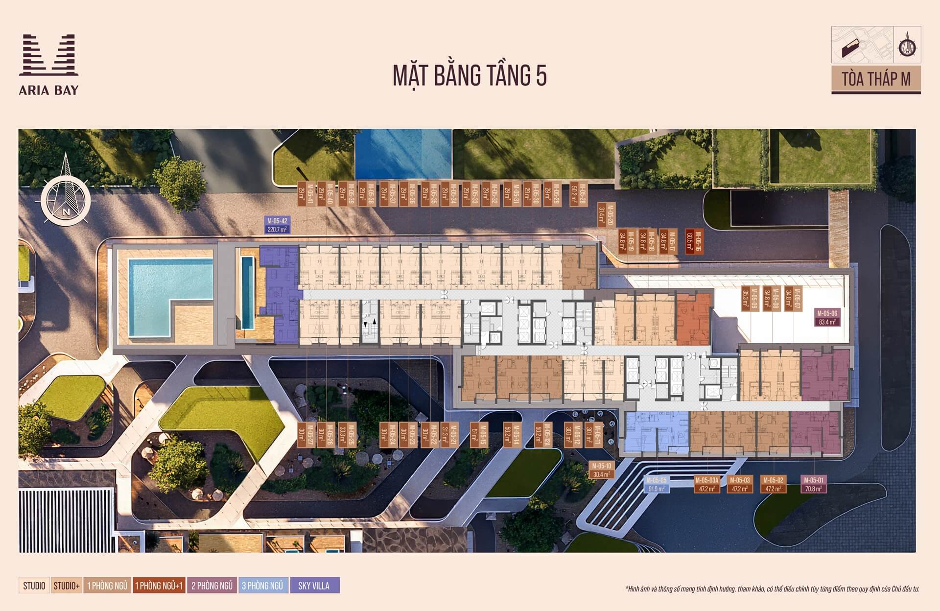 Mặt bằng tầng 5 tòa M dự án Aria Bay Hạ Long