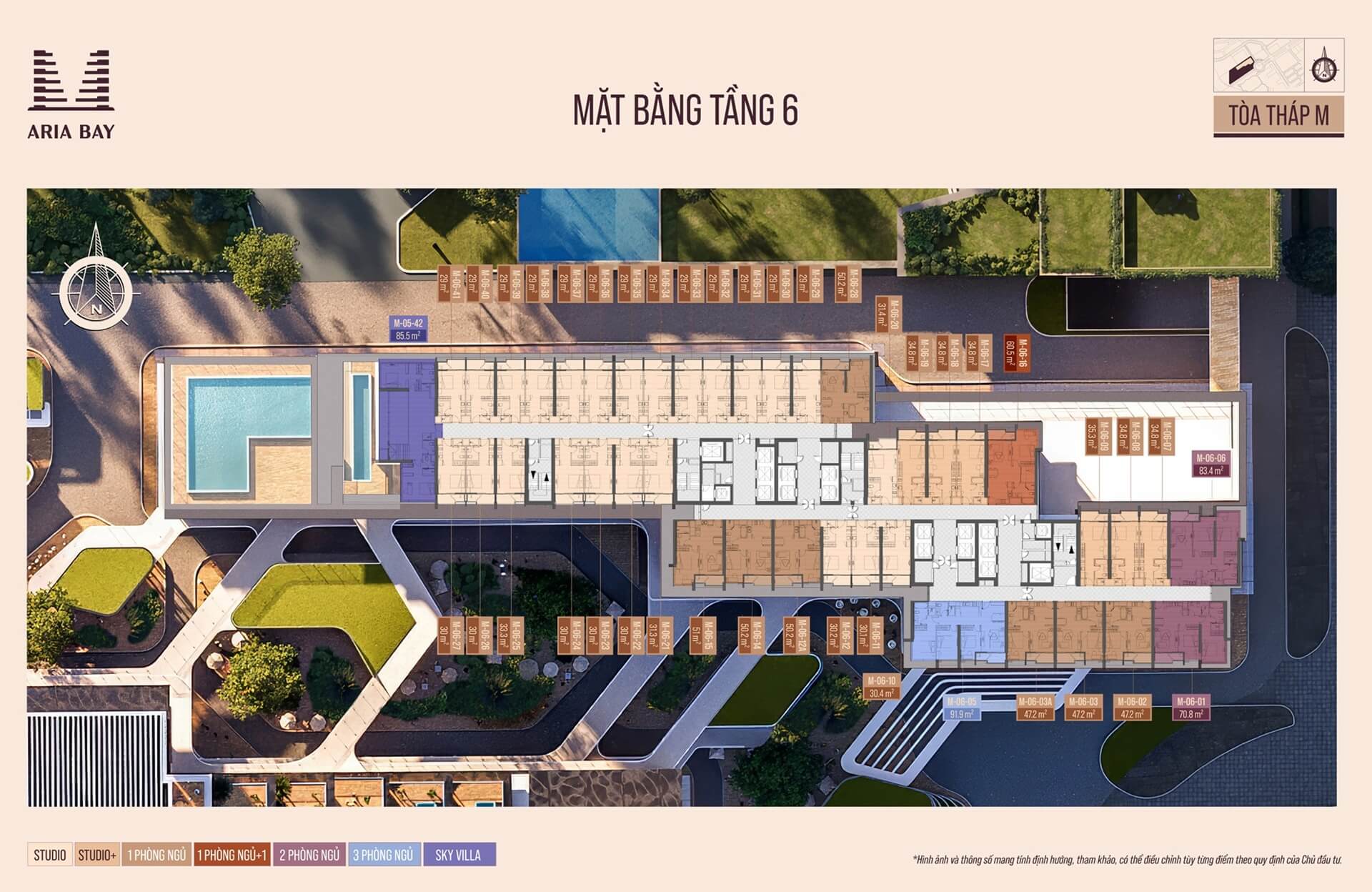 Mặt bằng tầng 6 tòa M dự án Aria Bay Hạ Long