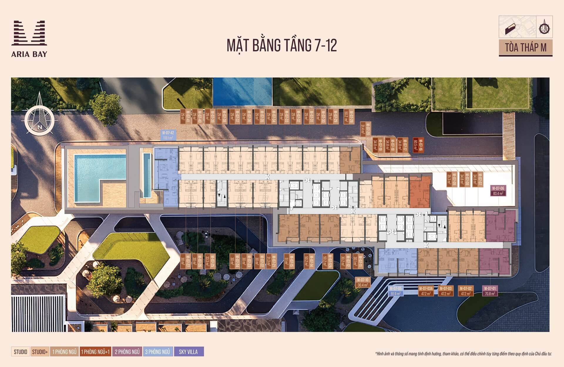 Mặt bằng tầng 7-12 tòa M dự án Aria Bay Hạ Long