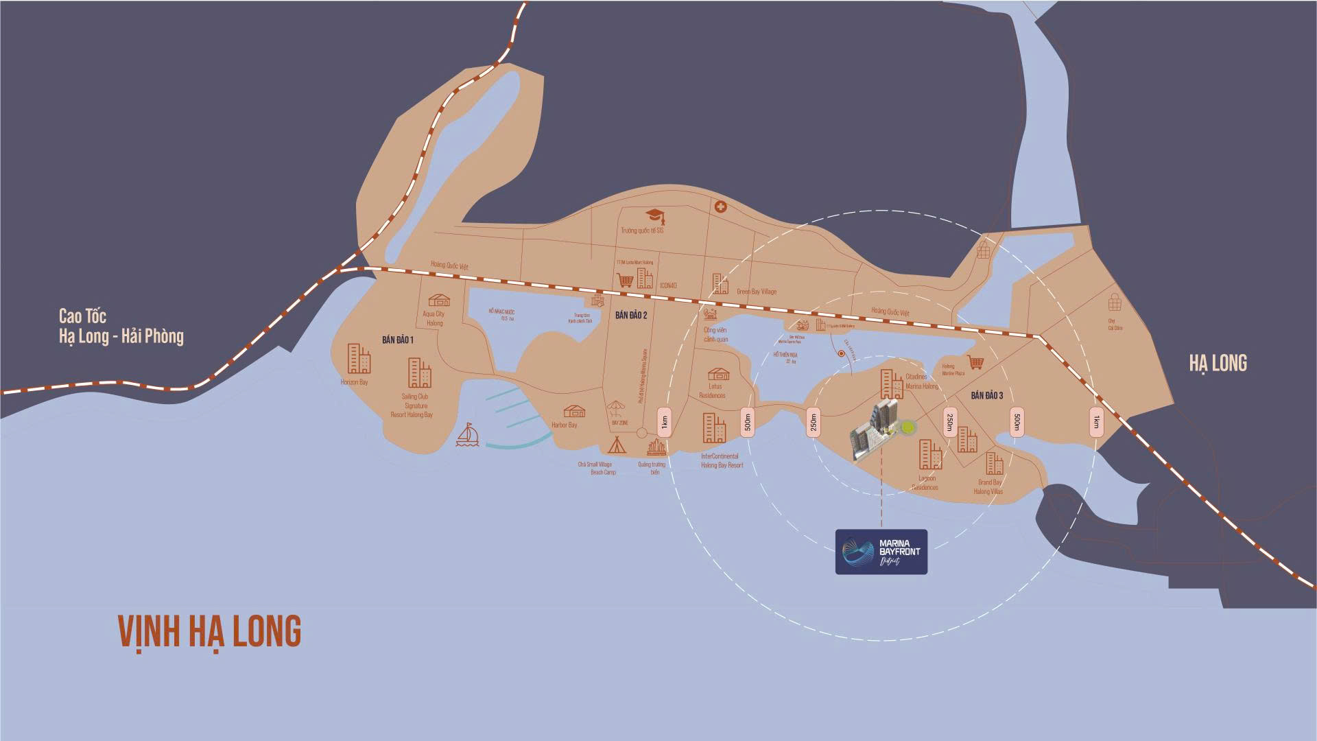vị trí dự án aria bay hạ long